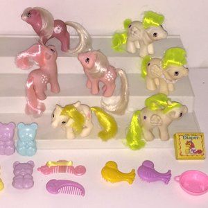 MY LITTLE PONY G1 VTG NEWBORN BABIES LOT +ACCESSORIES BBE “Baby Lofty"